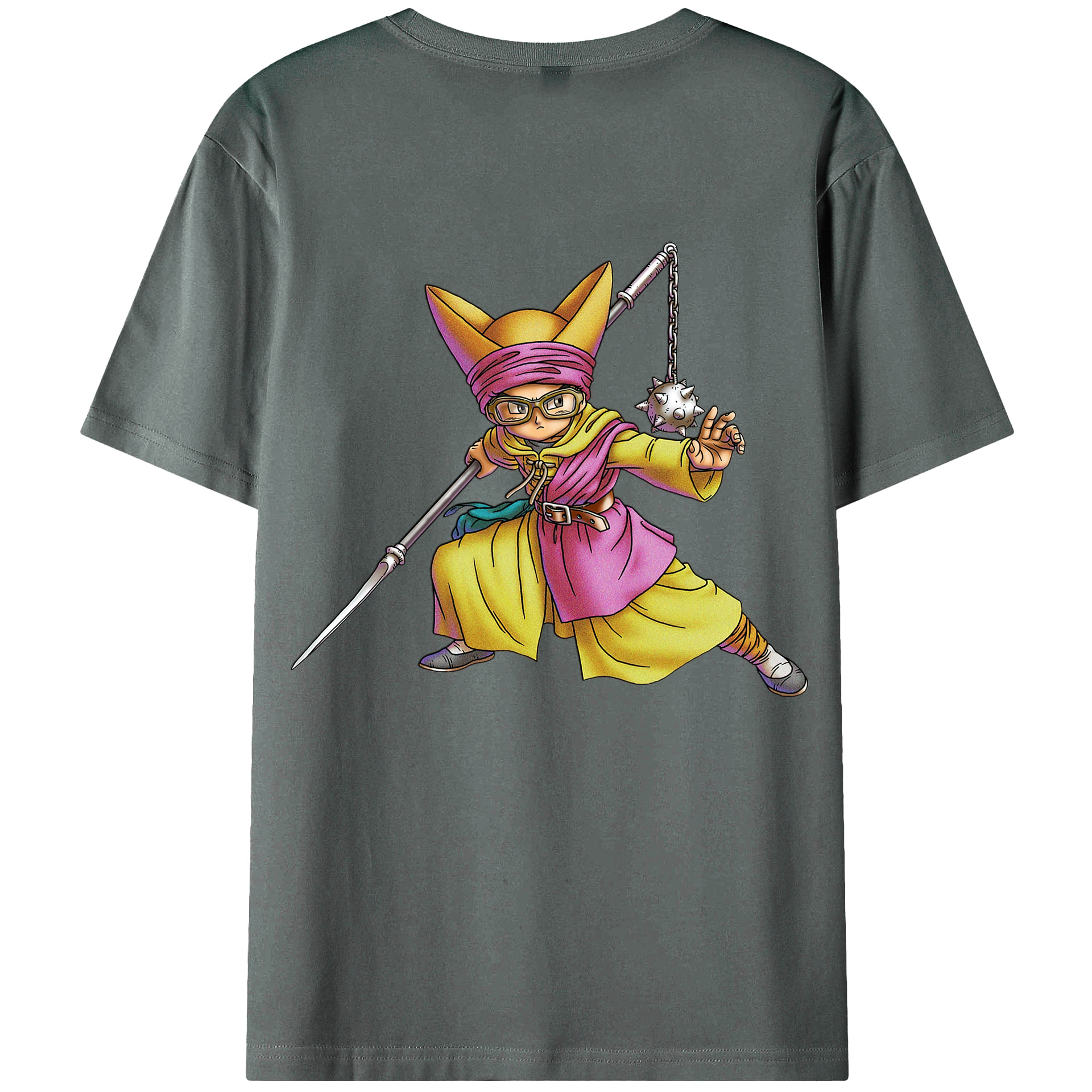 （画像用） ドラゴンクエスト Doragon Kuesuto Dragon Quest 綿100％ メンズ半袖Tシャツ（バックプリント） 通気性